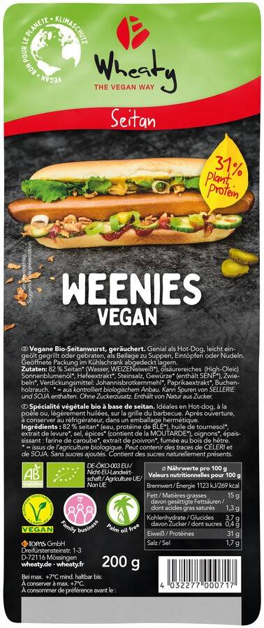 Carnati vegani, Weenies, eco-bio, 200 g, Wheaty