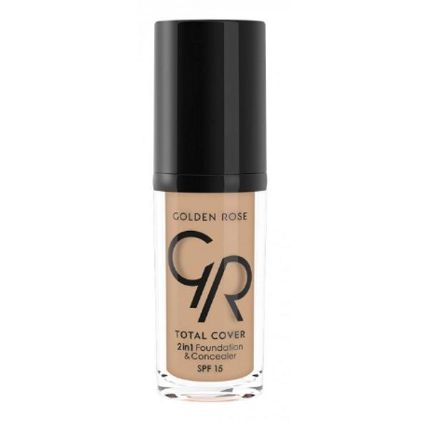 Fond de Ten Total Cover 2 in 1 SPF 15 Golden Rose 30 ml, nuanta 06 Taupe Fond de Ten Total Cover 2 in 1 SPF 15 Golden Rose 30 ml, nuanta 06 Taupe