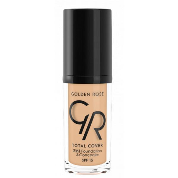 Fond de Ten Total Cover 2 in 1 SPF 15 Golden Rose 30 ml, nuanta 11 Nude Fond de Ten Total Cover 2 in 1 SPF 15 Golden Rose 30 ml, nuanta 11 Nude