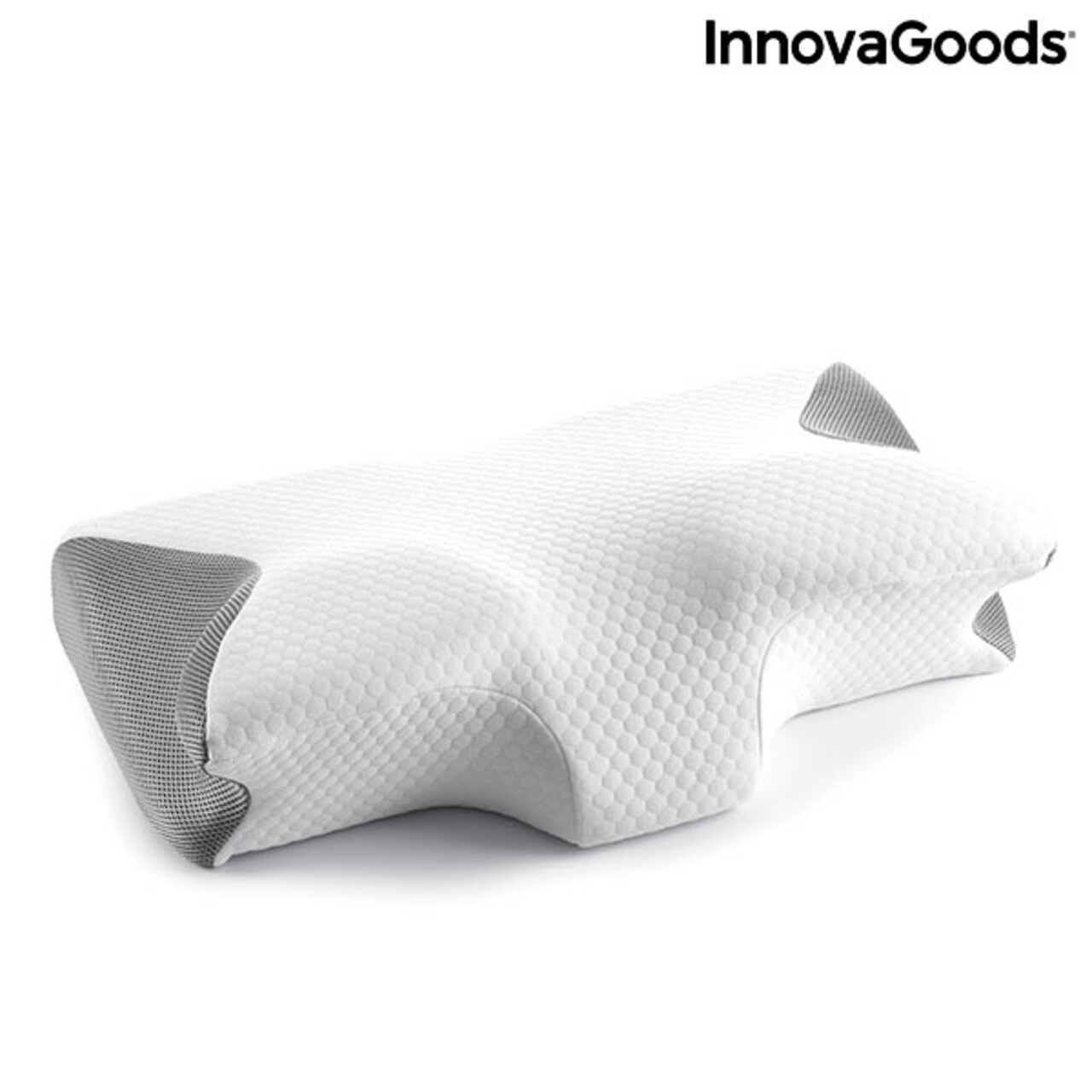 Perna cervicala viscoelastica, InnovaGoods, Conforti, contur ergonomic, 62 x 36 x 14 cm, alb/gri Perna cervicala viscoelastica, InnovaGoods, Conforti, contur ergonomic, 62 x 36 x 14 cm, alb/gri