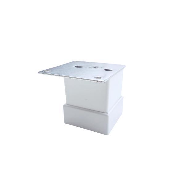 Picior metalic pentru mobilier H:50 mm, finisaj alb, profil patrat 40x40 mm cu masca Picior metalic pentru mobilier H:50 mm, finisaj alb, profil patrat 40x40 mm cu masca