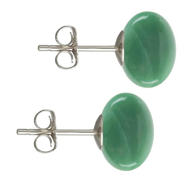 Cercei Argint, Tip Surub, cu Pietre Semipretioase Naturale de Aventurin de 12 mm Cercei Argint, Tip Surub, cu Pietre Semipretioase Naturale de Aventurin de 12 mm