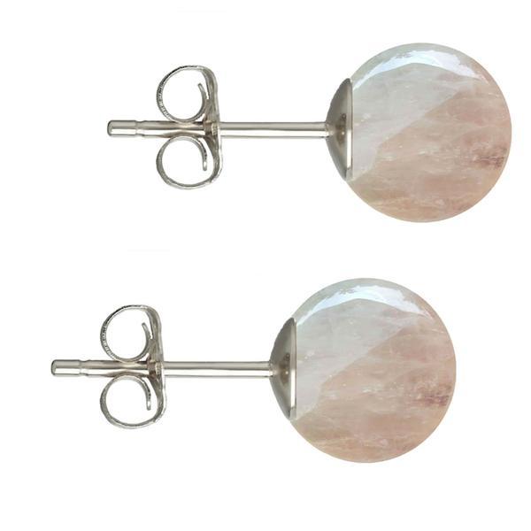 Cercei Argint, Tip Surub, cu Pietre Semipretioase Naturale de Cuart Roz de 10 mm Cercei Argint, Tip Surub, cu Pietre Semipretioase Naturale de Cuart Roz de 10 mm