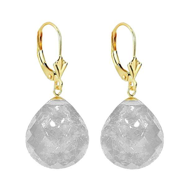 Cercei Aur Galben de 14 karate, Model Lalea, cu Pietre Semipretioase Naturale de Cuart Transparent Fatetat Cercei Aur Galben de 14 karate, Model Lalea, cu Pietre Semipretioase Naturale de Cuart Transparent Fatetat