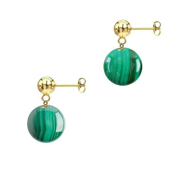 Cercei Aur Galben de 14 karate si Pietre Semipretioase Naturale de Malachit de 8 mm Cercei Aur Galben de 14 karate si Pietre Semipretioase Naturale de Malachit de 8 mm
