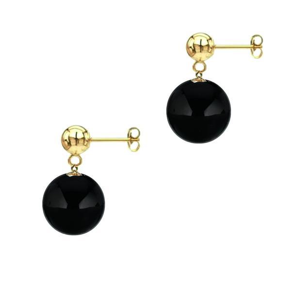 Cercei Aur Galben de 14 karate si Pietre Semipretioase Naturale de Onix de 8 mm Cercei Aur Galben de 14 karate si Pietre Semipretioase Naturale de Onix de 8 mm