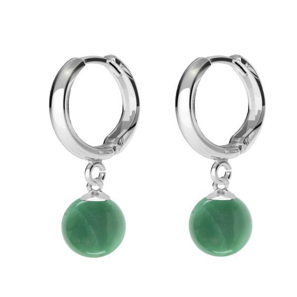 Cercei Argint, Tip Creole, cu Pietre Semipretioase Naturale de Aventurin de 8 mm Cercei Argint, Tip Creole, cu Pietre Semipretioase Naturale de Aventurin de 8 mm