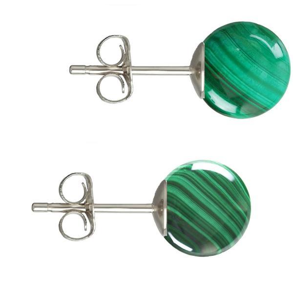 Cercei Argint, Tip Surub, cu Pietre Semipretioase Naturale de Malachit de 10 mm Cercei Argint, Tip Surub, cu Pietre Semipretioase Naturale de Malachit de 10 mm