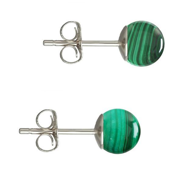 Cercei Argint, Tip Surub, cu Pietre Semipretioase Naturale de Malachit de 6 mm Cercei Argint, Tip Surub, cu Pietre Semipretioase Naturale de Malachit de 6 mm