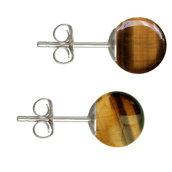 Cercei Argint, Tip Surub, cu Pietre Semipretioase Naturale de Ochi de Tigru de 10 mm Cercei Argint, Tip Surub, cu Pietre Semipretioase Naturale de Ochi de Tigru de 10 mm
