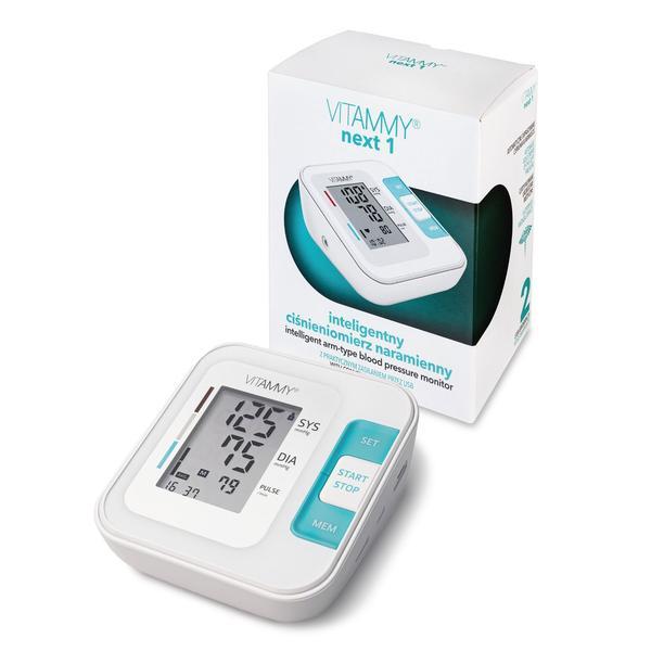 Tensiometru electronic de brat VITAMMY Next 1, mufa USB, detectie miscarea corpului, memorare 2 utilizatori, manseta 22-40 cm, Alb Tensiometru electronic de brat VITAMMY Next 1, mufa USB, detectie miscarea corpului, memorare 2 utilizatori, manseta 22-40 cm, Alb