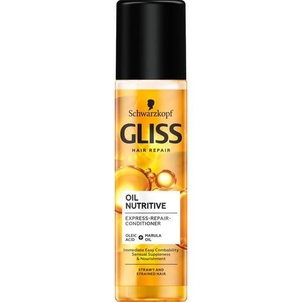 Balsam Spray Nutritiv pentru Par Stresat si Agasat - Schwarzkopf Gliss Hair Repair Oil Nutritive Express-Repair-Conditioner for Strawy and Strained Hair, 200 ml Balsam Spray Nutritiv pentru Par Stresat si Agasat - Schwarzkopf Gliss Hair Repair Oil Nutritive Express-Repair-Conditioner for Strawy and Strained Hair, 200 ml