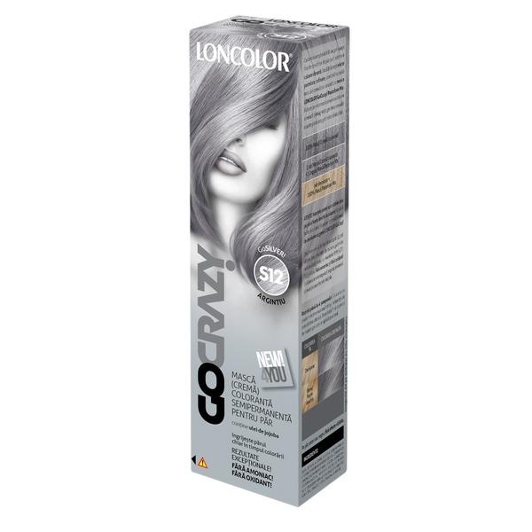 Masca Crema Coloranta Semipermanenta pentru Par Loncolor GoCrazy, nuanta S12 GoSilver, 100 ml Masca Crema Coloranta Semipermanenta pentru Par Loncolor GoCrazy, nuanta S12 GoSilver, 100 ml