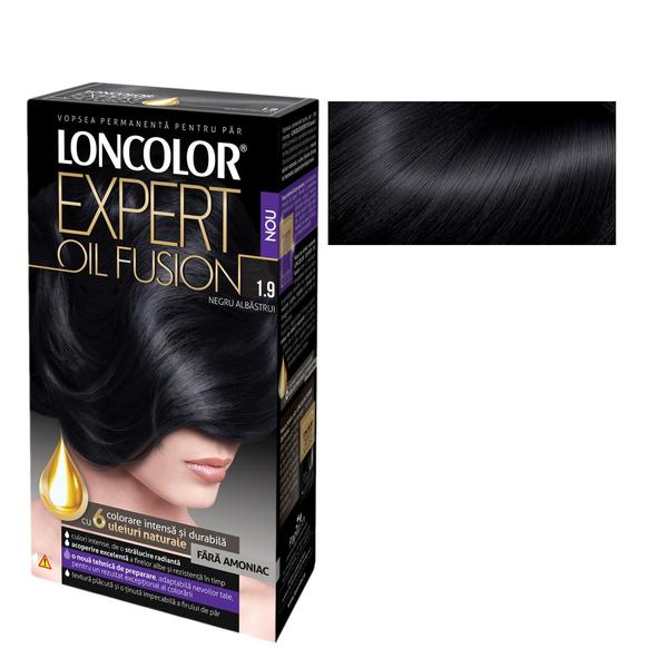 Vopsea de Par Permanenta Fara Amoniac Loncolor Expert Oil Fusion, nuanta 1.9 negru albastrui Vopsea de Par Permanenta Fara Amoniac Loncolor Expert Oil Fusion, nuanta 1.9 negru albastrui