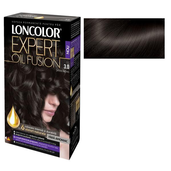 Vopsea de Par Permanenta Fara Amoniac Loncolor Expert Oil Fusion, nuanta 3.0 saten inchis Vopsea de Par Permanenta Fara Amoniac Loncolor Expert Oil Fusion, nuanta 3.0 saten inchis