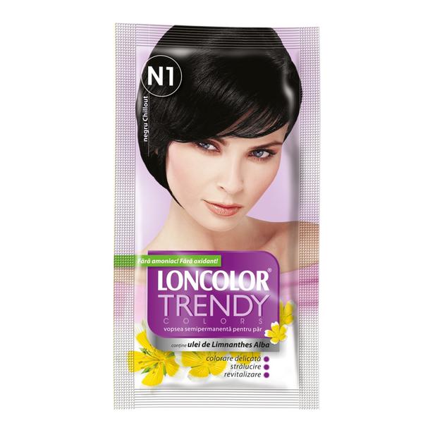 Vopsea Semipermanenta Loncolor Trendy Colors, nuanta N1 negru chillout, 2x 25 ml Vopsea Semipermanenta Loncolor Trendy Colors, nuanta N1 negru chillout, 2x 25 ml