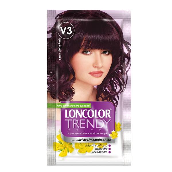 Vopsea Semipermanenta Loncolor Trendy Colors, nuanta V3 saten violin rock, 2x 25 ml Vopsea Semipermanenta Loncolor Trendy Colors, nuanta V3 saten violin rock, 2x 25 ml