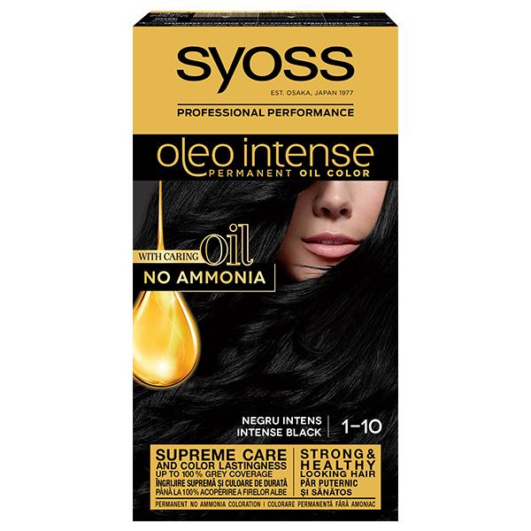 Vopsea de Par Demi-permanenta - Syoss Professional Performance Oleo Intense Permanent Oil Color, nuanta 1-10 Negru Intens Vopsea de Par Demi-permanenta - Syoss Professional Performance Oleo Intense Permanent Oil Color, nuanta 1-10 Negru Intens