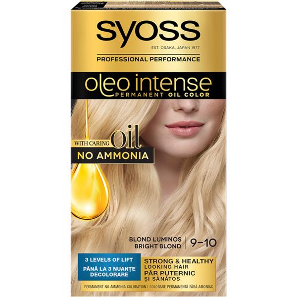 Vopsea de Par Demi-permanenta - Syoss Professional Performance Oleo Intense Permanent Oil Color, nuanta 9-10 Blond Luminos Vopsea de Par Demi-permanenta - Syoss Professional Performance Oleo Intense Permanent Oil Color, nuanta 9-10 Blond Luminos