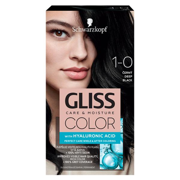 Vopsea de Par Permanenta cu Acid Hialuronic - Schwarzkopf Gliss Color Care & Moisture with Hyaluronic Acid, nuanta 1-0 Deep Black Vopsea de Par Permanenta cu Acid Hialuronic - Schwarzkopf Gliss Color Care & Moisture with Hyaluronic Acid, nuanta 1-0 Deep Black