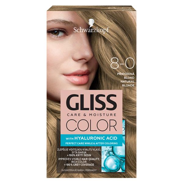 Vopsea de Par Permanenta cu Acid Hialuronic - Schwarzkopf Gliss Color Care & Moisture with Hyaluronic Acid, nuanta 8-0 Natural Blonde Vopsea de Par Permanenta cu Acid Hialuronic - Schwarzkopf Gliss Color Care & Moisture with Hyaluronic Acid, nuanta 8-0 Natural Blonde
