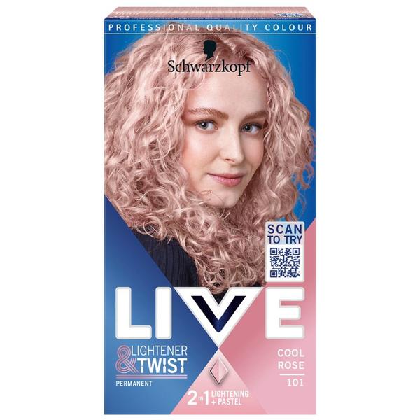 Vopsea de Par Permanenta - Schwarzkopf Live Color Lighter + Twist Permanent 2 in 1 Lightener + Pastel, nuanta 101 Cool Rose Vopsea de Par Permanenta - Schwarzkopf Live Color Lighter + Twist Permanent 2 in 1 Lightener + Pastel, nuanta 101 Cool Rose