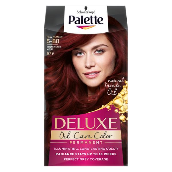 Vopsea de Par Permanenta - Schwarzkopf Palette Deluxe Oil-Care Color Permanent, nuanta 5-88 (679) Intensive Red Violet Vopsea de Par Permanenta - Schwarzkopf Palette Deluxe Oil-Care Color Permanent, nuanta 5-88 (679) Intensive Red Violet