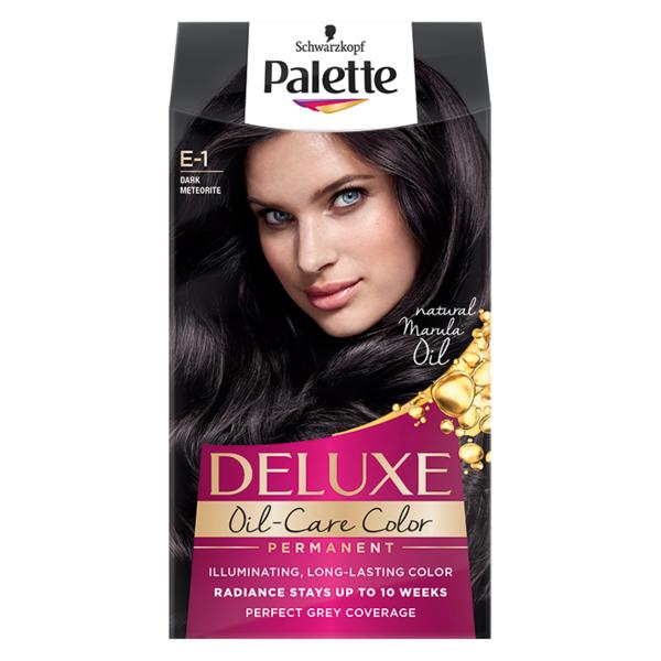 Vopsea de Par Permanenta - Schwarzkopf Palette Deluxe Oil-Care Color Permanent, nuanta E-1 Dark Meteorite Vopsea de Par Permanenta - Schwarzkopf Palette Deluxe Oil-Care Color Permanent, nuanta E-1 Dark Meteorite