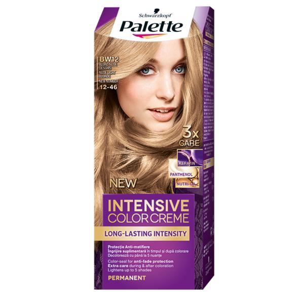 Vopsea de Par Permanenta - Schwarzkopf Palette Intensive Color Creme Long-Lasting Intensity Permanent, nuanta 12-46 (BW12) Blond Nude Deschis Vopsea de Par Permanenta - Schwarzkopf Palette Intensive Color Creme Long-Lasting Intensity Permanent, nuanta 12-46 (BW12) Blond Nude Deschis