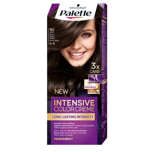 Vopsea de Par Permanenta - Schwarzkopf Palette Intensive Color Creme Long-Lasting Intensity Permanent, nuanta 4-0 (N3) Saten Mediu Vopsea de Par Permanenta - Schwarzkopf Palette Intensive Color Creme Long-Lasting Intensity Permanent, nuanta 4-0 (N3) Saten Mediu