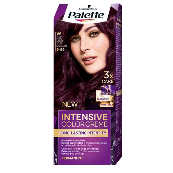Vopsea de Par Permanenta - Schwarzkopf Palette Intensive Color Creme Long-Lasting Intensity Permanent, nuanta 6-99 (V5) Violet Intens Vopsea de Par Permanenta - Schwarzkopf Palette Intensive Color Creme Long-Lasting Intensity Permanent, nuanta 6-99 (V5) Violet Intens
