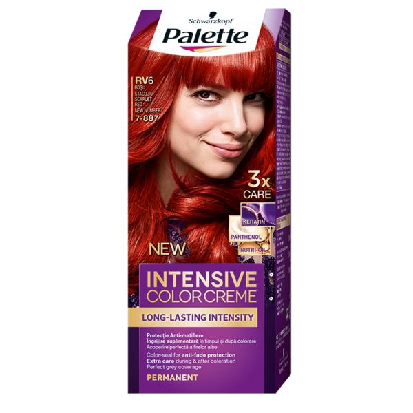 Vopsea de Par Permanenta - Schwarzkopf Palette Intensive Color Creme Long-Lasting Intensity Permanent, nuanta 7-887 (RV6) Rosu Stacojiu Vopsea de Par Permanenta - Schwarzkopf Palette Intensive Color Creme Long-Lasting Intensity Permanent, nuanta 7-887 (RV6) Rosu Stacojiu