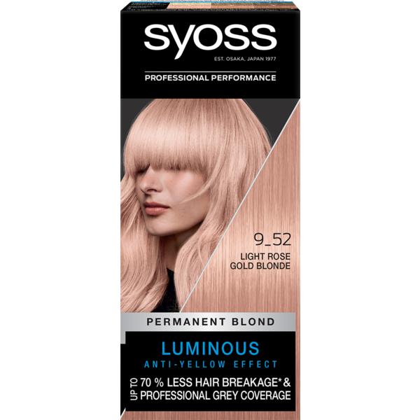 Vopsea de Par Permanenta - Syoss Professional Performance Permanent Blond Luminous Anti-Yellow Effect Baseline, nuanta 9_52 Light Rose Gold Blond Vopsea de Par Permanenta - Syoss Professional Performance Permanent Blond Luminous Anti-Yellow Effect Baseline, nuanta 9_52 Light Rose Gold Blond