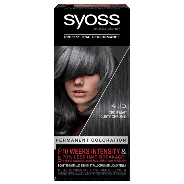 Vopsea de Par Permanenta - Syoss Professional Performance Permanent Coloration Baseline, nuanta 4_15 Dusty Chrome Vopsea de Par Permanenta - Syoss Professional Performance Permanent Coloration Baseline, nuanta 4_15 Dusty Chrome