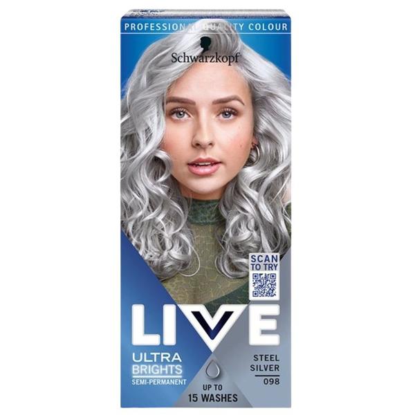 Vopsea de Par Semi-Permanenta - Schwarzkopf Live Ultra 2 in 1 Brights or Pastel, nuanta 098 Steel Silver Vopsea de Par Semi-Permanenta - Schwarzkopf Live Ultra 2 in 1 Brights or Pastel, nuanta 098 Steel Silver