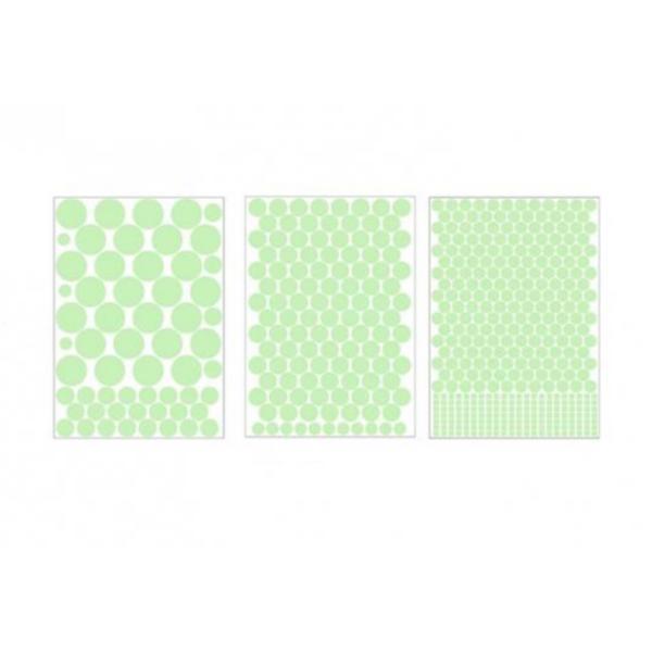 Set 3 Folii cu 524 Buline si Patratele Fosforescente, Diverse Marimi Set 3 Folii cu 524 Buline si Patratele Fosforescente, Diverse Marimi