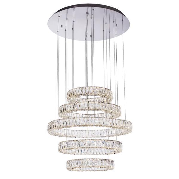 Candelabru Pendul Lumina Led Rotund, Pandantiv de cristal din sticla, cu cinci inele pentru sufragerie, dinning, dormitor Candelabru Pendul Lumina Led Rotund, Pandantiv de cristal din sticla, cu cinci inele pentru sufragerie, dinning, dormitor