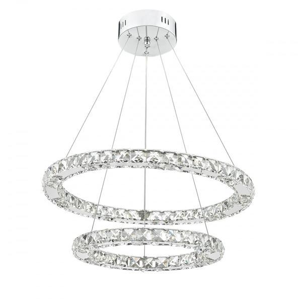 Candelabru Pendul Lumina Led Rotund, Pandantiv de cristal din sticla, cu doua inele (40 + 60cm) TotulPerfect Candelabru Pendul Lumina Led Rotund, Pandantiv de cristal din sticla, cu doua inele (40 + 60cm) TotulPerfect