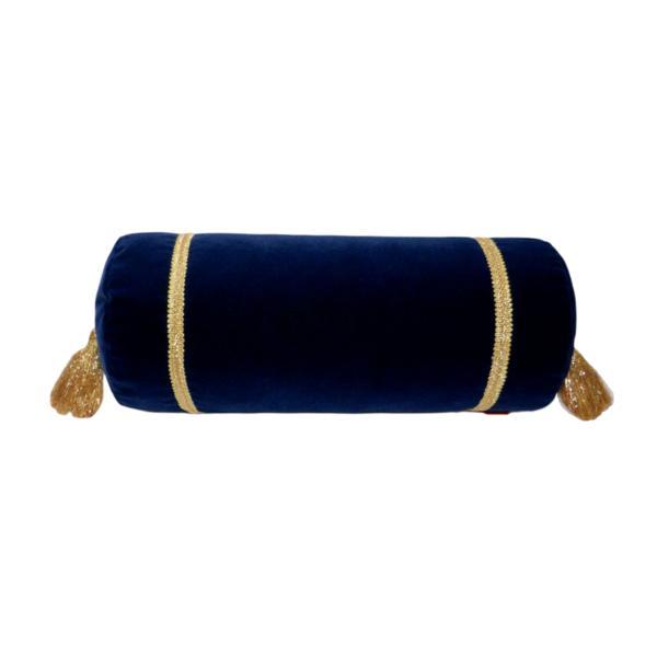 Perna decorativa cilindrica bleumarin inchis din catifea si auriu 50 cm x 22 cm Zalnok Perna decorativa cilindrica bleumarin inchis din catifea si auriu 50 cm x 22 cm Zalnok