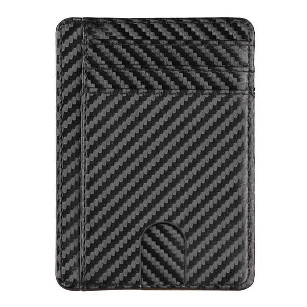 Port card Ultra Slim Blocare RFID Carbon din piele ecologica, Negru Port card Ultra Slim Blocare RFID Carbon din piele ecologica, Negru