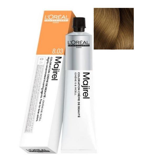 Vopsea Permanenta - L'Oreal Professionnel Majirel Ionene G & Incell, nuanta 8.03 Biondo Chiaro Leggermente Dorato, 50ml Vopsea Permanenta - L'Oreal Professionnel Majirel Ionene G & Incell, nuanta 8.03 Biondo Chiaro Leggermente Dorato, 50ml