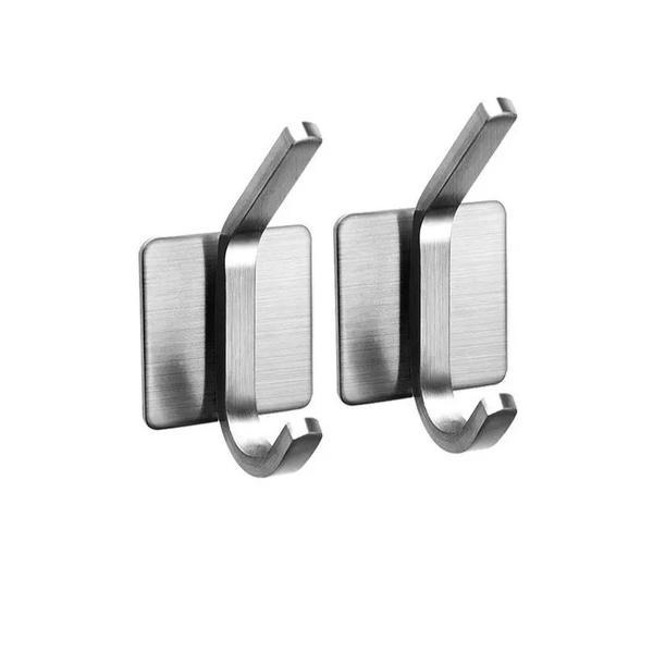 Set 2 Carlige tip cuier baie pentru prosop, din otel inoxidabil, montare cu banda autoadeziva Set 2 Carlige tip cuier baie pentru prosop, din otel inoxidabil, montare cu banda autoadeziva