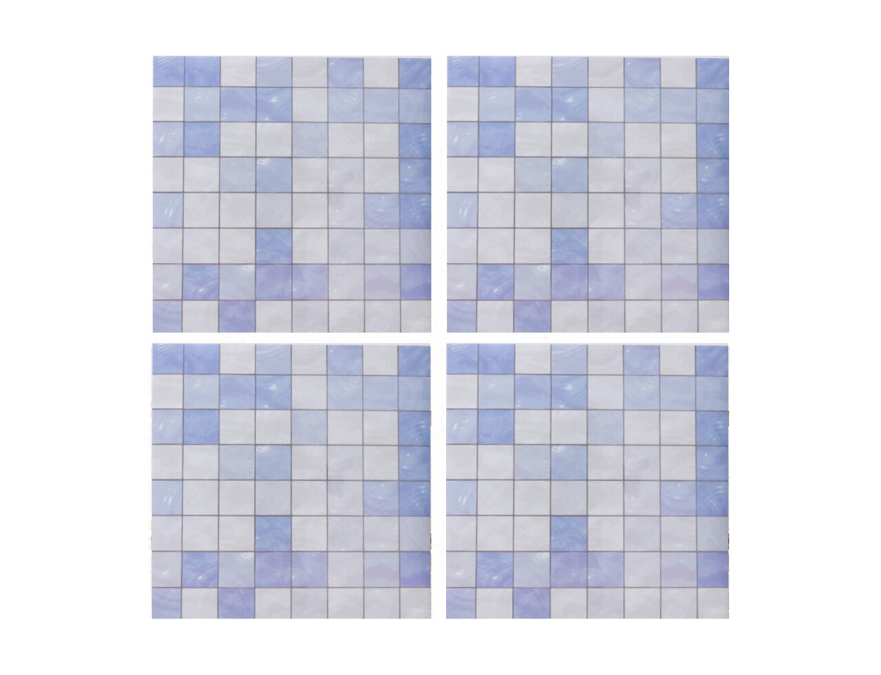 Autocolant decorativ Plaid, 15x15 cm, 8 piese, polipropilena, albastru