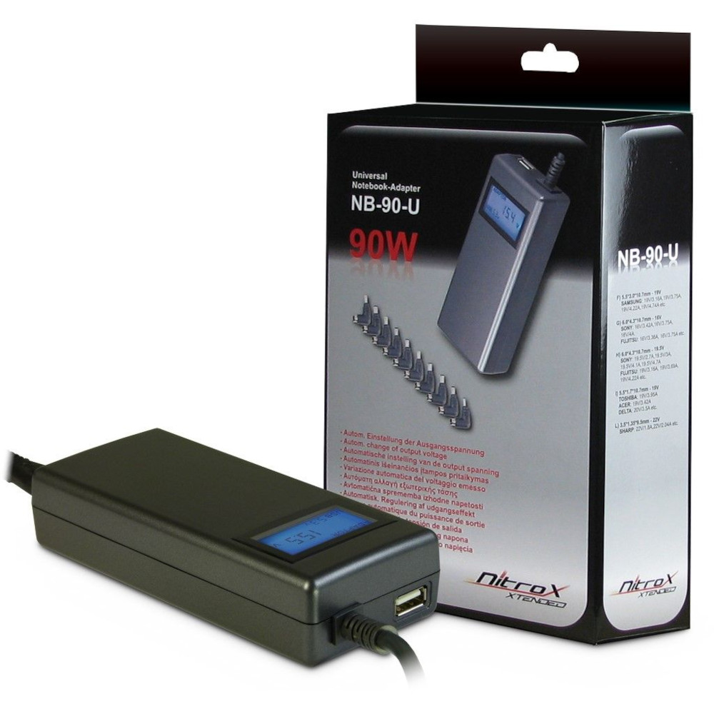 Alimentator laptop Inter-Tech CobaNitrox Xtended NB-90-U, 90W, Negru Alimentator laptop Inter-Tech CobaNitrox Xtended NB-90-U, 90W, Negru