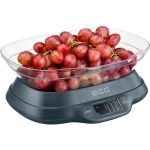 Cantar de bucatarie ECG KV 1120 SM, 5 Kg, functie TARA, precizie 1 g, bol gradat 1.2 L, Gri
