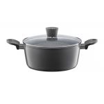 Oala cu capac Loft, Ambition, 24 cm, 3.5 L, aluminiu forjat, invelis Qualum Stone