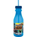 Bidon cu pai Star Wars, Disney, 500 ml, plastic, albastru