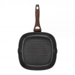 Tigaie grill Darkwood, Ambition, 26x26 cm, invelis Qualum Basic Stone Edition, aluminiu forjat, maro/negru