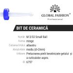 Bit ceramica cuticula albastru, Global Fashion, M 3/32 Small Ball (M)