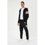 Pantaloni sport slim fit cu model colorblock